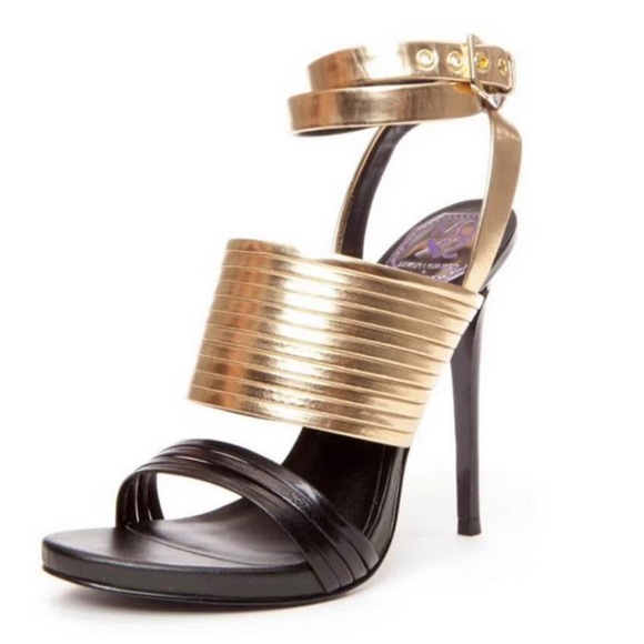 Donald J. Pliner Shoes - Donald J. Pliner NWOT Black Gold Wrap Around Ankle Strap Platform Heels (Size 8)
